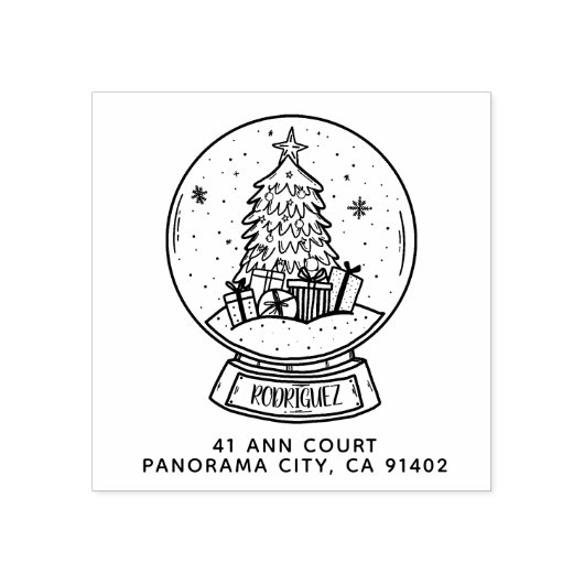 Frohe Weihnachts-Schneeballbaum-Rücksendeadresse Gummistempel (Prägung)