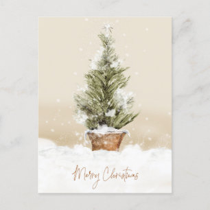 Frohe Weihnachts-Schneebaum Wasserfarbener Urlaub  Feiertagspostkarte