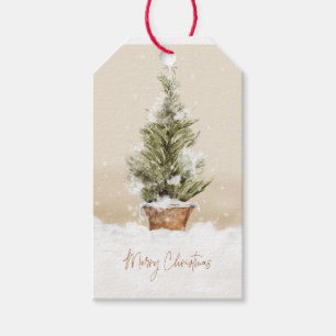 Frohe Weihnachts-Schneebaum Wasserfarbenpräparate Geschenkanhänger