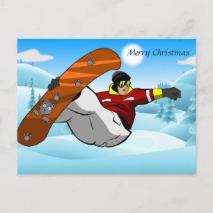 Frohe Weihnachts-Schneeboarder Postkarte