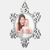 Frohe Weihnachts-Schneeflocke Personalisiertes Fot Schneeflocken Zinn-Ornament (Rechts)