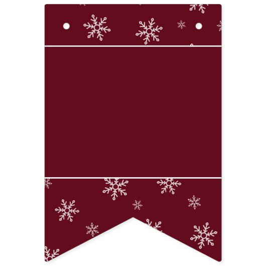 Frohe Weihnachts-Schneeflocken auf Herbst Burgund Wimpelkette (Erste Fahne)