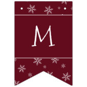 Frohe Weihnachts-Schneeflocken auf Herbst Burgund Wimpelkette (Dritte Fahne)