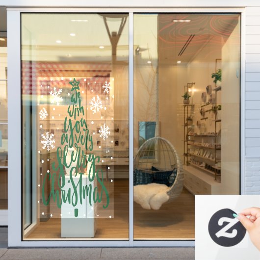 Frohe Weihnachts-Schneeflocken Bauernhaus-Skript-S Fensteraufkleber (Schaufenster)