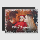 Frohe Weihnachts-Schneeflocken Foto Magnetkarte (Vorne/Hinten)