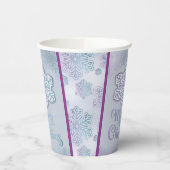 Frohe Weihnachts-Schneeflocken Iridescent Blue Lil Pappbecher (Links)