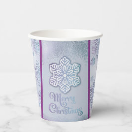 Frohe Weihnachts-Schneeflocken Iridescent Blue Lil Pappbecher