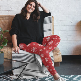 Frohe Weihnachts-Schneeflocken Muster Red Leggings