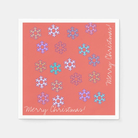 Frohe Weihnachts-Schneeflocken Papier Napkin Serviette (Vorderseite)