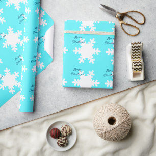Frohe Weihnachts-Schneeflockenmuster Blau Weiß Coo Geschenkpapier