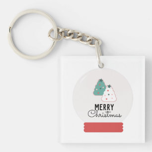 Frohe Weihnachts-Schneeglobe-Cookie Schlüsselanhänger