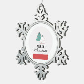 Frohe Weihnachts-Schneeglobe-Cookie Schneeflocken Zinn-Ornament (Rechts)