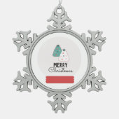 Frohe Weihnachts-Schneeglobe-Cookie Schneeflocken Zinn-Ornament (Vorderseite)