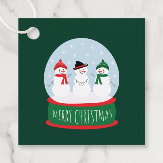 Frohe Weihnachts-Schneeglobe Snowmen Geschenkanhänger (Vorderseite)
