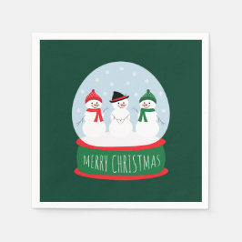 Frohe Weihnachts-Schneeglobe Snowmen Serviette