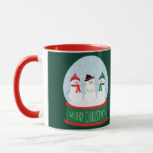 Frohe Weihnachts-Schneeglobe Snowmen Tasse (Links)