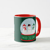 Frohe Weihnachts-Schneeglobe Snowmen Tasse (VorderseiteRechts)