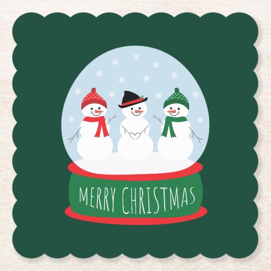 Frohe Weihnachts-Schneeglobe Snowmen Untersetzer (Vorderseite)