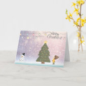 Frohe Weihnachts-Schneemann/Junge Grußkarte Karte (Gelbe Blume)