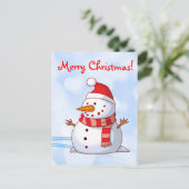 Frohe Weihnachts-Schneemann mit Botschaft. Feiertagspostkarte (Stehend Vorderseite)