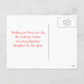 Frohe Weihnachts-Schneemann mit Botschaft. Feiertagspostkarte (Rückseite)