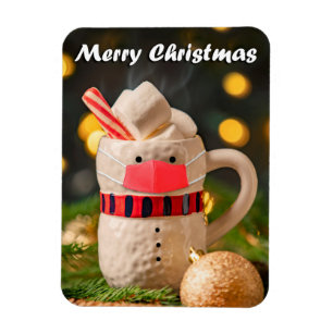 Frohe Weihnachts-Schneemann-Tasse in Covid Face Ma Magnet