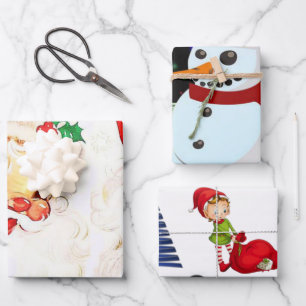 Frohe Weihnachts-Schneemann Wrapping Paper Sheets Geschenkpapier Set
