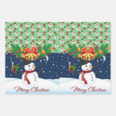 Frohe Weihnachts-Schneemann Wrapping Paper Sheets Geschenkpapier Set (Vorderseite 3)