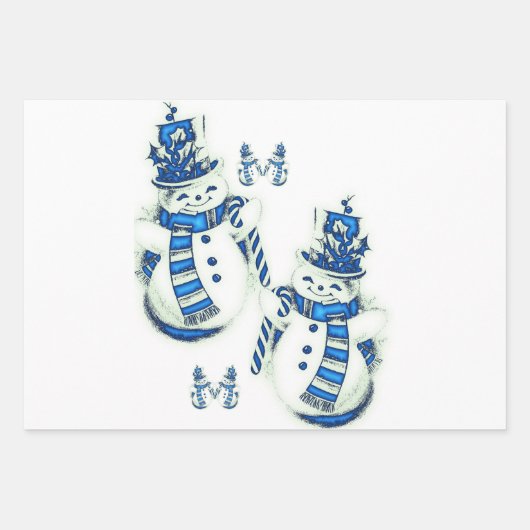 Frohe Weihnachts-Schneemann Wrapping Paper Sheets Geschenkpapier Set (Vorderseite 2)