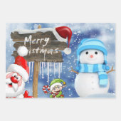 Frohe Weihnachts-Schneemann Wrapping Paper Sheets Geschenkpapier Set (Vorderseite)