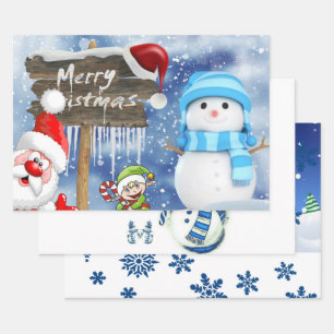 Frohe Weihnachts-Schneemann Wrapping Paper Sheets Geschenkpapier Set