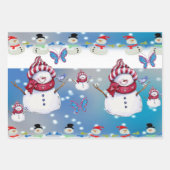 Frohe Weihnachts-Schneemann Wrapping Paper Sheets Geschenkpapier Set (Vorderseite 3)