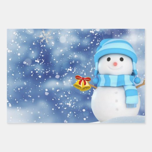 Frohe Weihnachts-Schneemann Wrapping Paper Sheets Geschenkpapier Set (Vorderseite 2)
