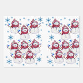 Frohe Weihnachts-Schneemann Wrapping Paper Sheets Geschenkpapier Set (Vorderseite)