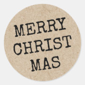 Frohe Weihnachts-Schreibmaschine typografie Kraft  Runder Aufkleber (Vorderseite)