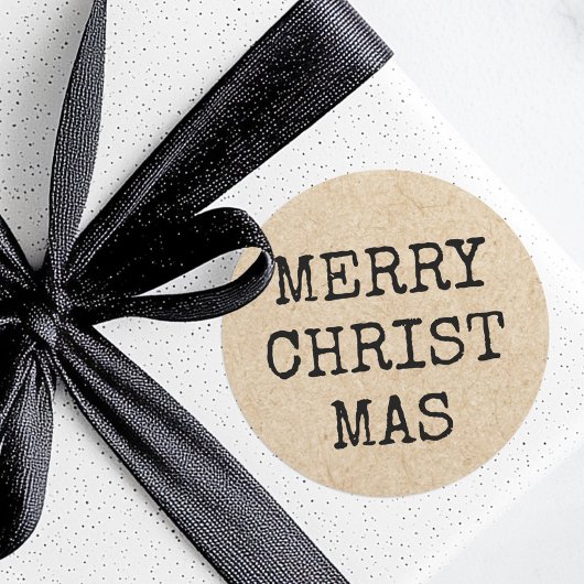 Frohe Weihnachts-Schreibmaschine typografie Kraft  Runder Aufkleber