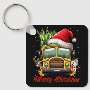 Frohe Weihnachts-Schulbusfahrer X-mas Snowman Re Schlüsselanhänger