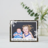 Frohe Weihnachts-Schwarz-Kariert-Familienfoto-Kart Postkarte (Stehend Vorderseite)
