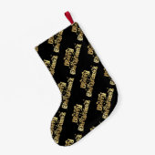 Frohe Weihnachts Schwarz und Gold Stars Typografie Kleiner Weihnachtsstrumpf (Rückseite (Hängend))