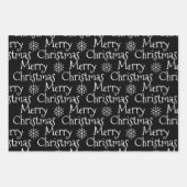 Frohe Weihnachts Schwarz-weiße Schneeflocken niedl Geschenkpapier Set (Vorderseite 3)
