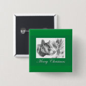 Frohe Weihnachts-Schwarzbär Button (Vorne & Hinten)