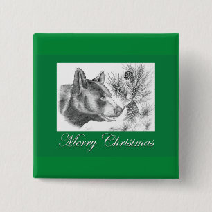 Frohe Weihnachts-Schwarzbär Button