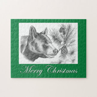 Frohe Weihnachts-Schwarzbär Puzzle