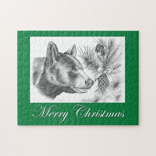 Frohe Weihnachts-Schwarzbär Puzzle (Horizontal)