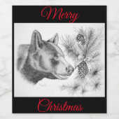 Frohe Weihnachts-Schwarzbär Weinetikett (Einzelnes Label)
