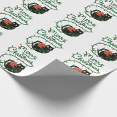 Frohe Weihnachts Schwarze Katze mit Ornament und L Geschenkpapier (Ecke)