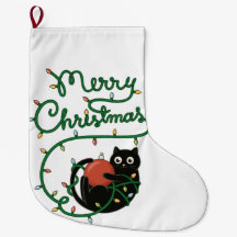 Frohe Weihnachts Schwarze Katze mit Ornament und L