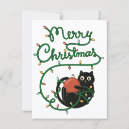 Frohe Weihnachts Schwarze Katze mit Ornament und L Postkarte