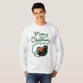 Frohe Weihnachts Schwarze Katze mit Ornament und L T-Shirt (Vorne ganz)