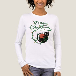 Frohe Weihnachts Schwarze Katze mit Ornament und L Tri-Blend Shirt